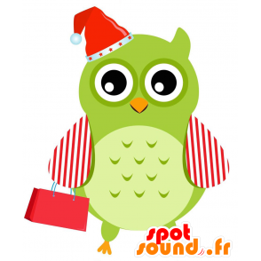 Green Owl maskot, rød og hvit kjempe og original - MASFR029213 - 2D / 3D Mascots