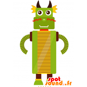 Mascotte drago verde e giallo. mascotte del robot - MASFR029223 - Mascotte 2D / 3D