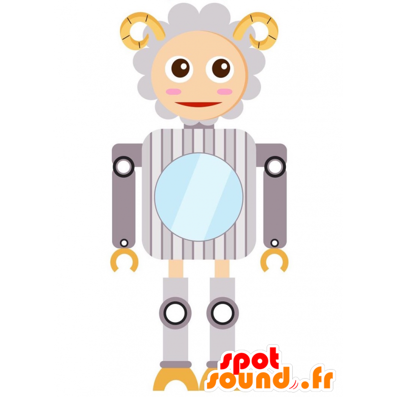 Robot mascot shaped gray sheep - MASFR029226 - 2D / 3D mascots