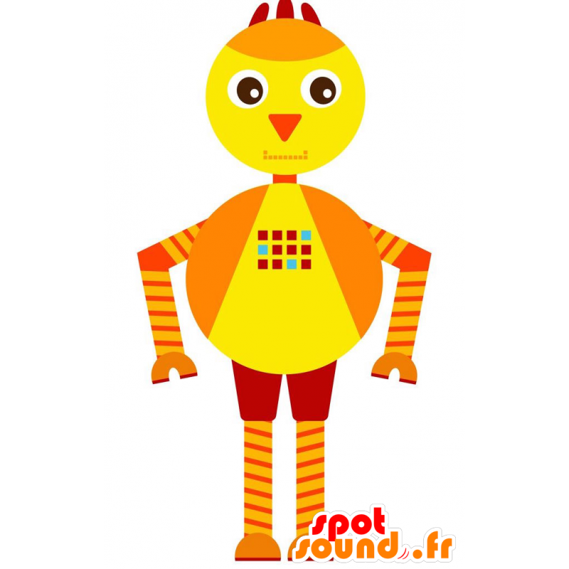 Mascota robot en forma de pájaro rojo, amarillo y naranja - MASFR029228 - Mascotte 2D / 3D