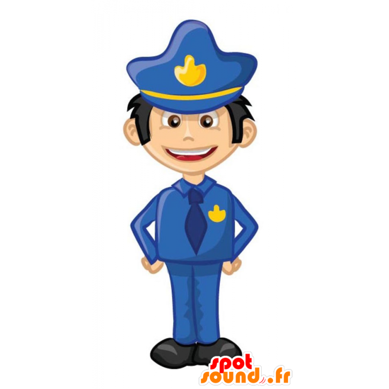 Blue and yellow uniform policeman mascot - MASFR029346 - 2D / 3D mascots