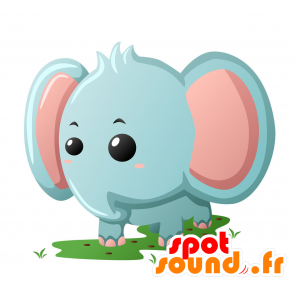 Mascotte d'éléphant bleu et rose, géant - MASFR029352 - Mascottes 2D/3D