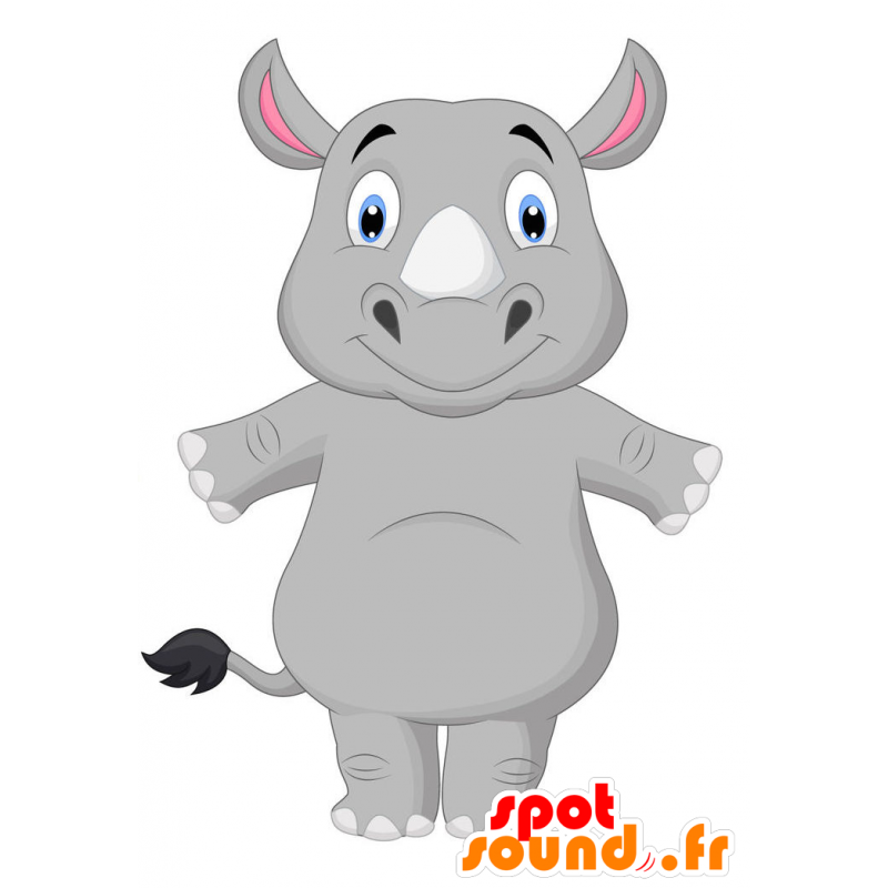 Grigio rinoceronte mascotte, sorridente - MASFR029385 - Mascotte 2D / 3D