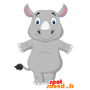 Gray rhinoceros mascot, smiling - MASFR029385 - 2D / 3D mascots