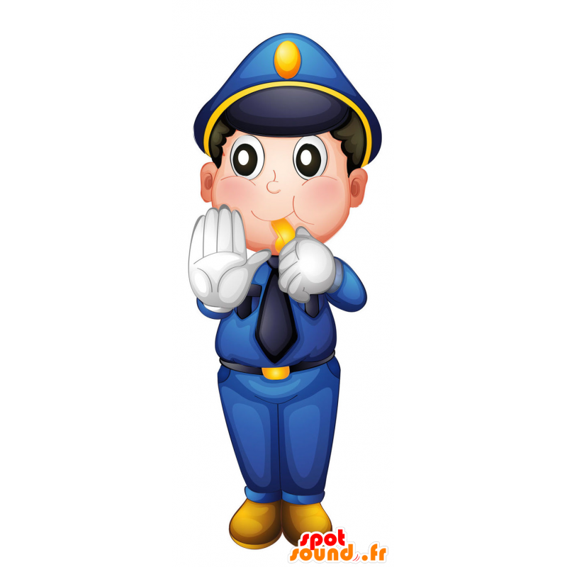 Blue and yellow uniform policeman mascot - MASFR029423 - 2D / 3D mascots