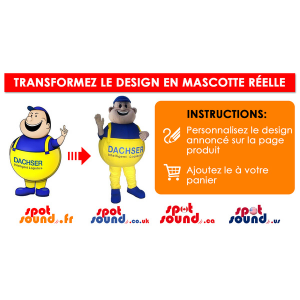 Mascotte de femme brune avec une robe bleue - MASFR029471 - Mascottes 2D/3D