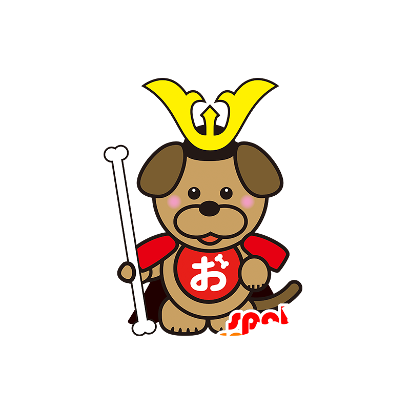 Brown dog mascot, dressed in samurai - MASFR029528 - 2D / 3D mascots