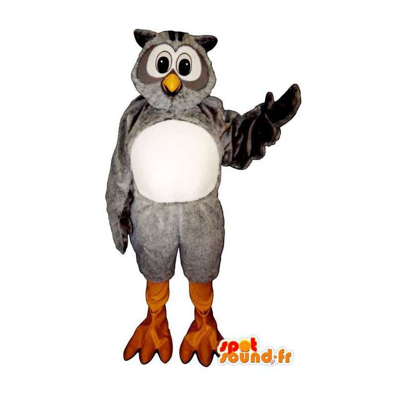 Búhos blancos y grises del traje - Peluche todos los tamaños - MASFR007453 - Mascota de aves