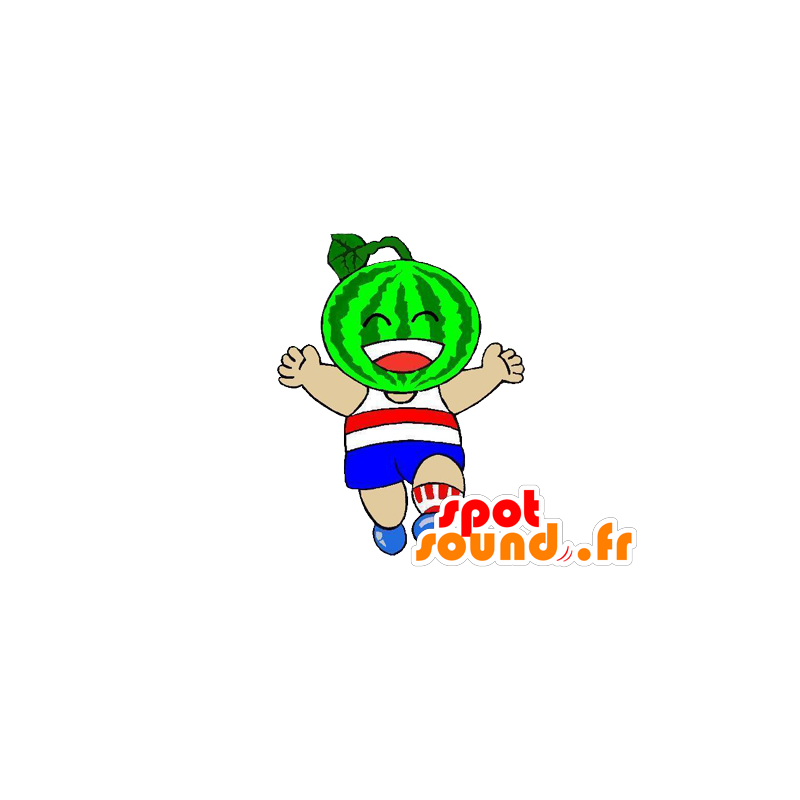 Kæmpe og smilende grøn vandmelon maskot - Spotsound maskot