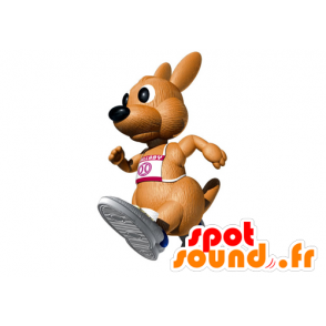 Mascotte de kangourou marron, rigolo et réaliste - MASFR029571 - Mascottes 2D/3D