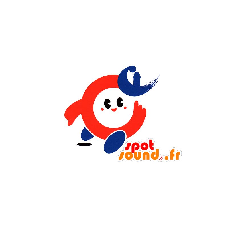 Mascotte de bonhomme rond, rouge, blanc et bleu - MASFR029585 - Mascottes 2D/3D