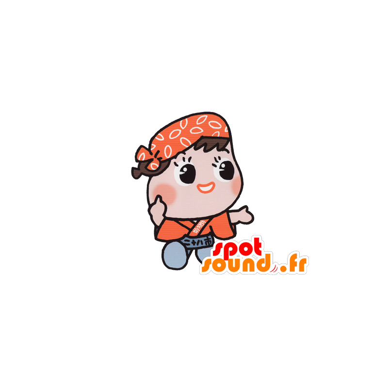 Boy Mascot het dragen van een oranje outfit en grijs - MASFR029586 - 2D / 3D Mascottes