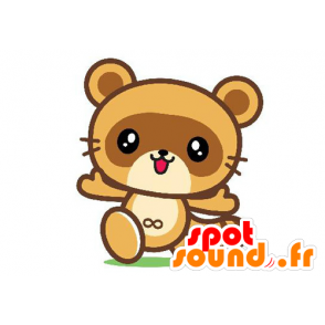 Mascotte d'ourson, de raton laveur orange et marron - MASFR029592 - Mascottes 2D/3D