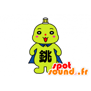 Mascotte de bonhomme, de monstre vert avec une cape - MASFR029601 - Mascottes 2D/3D