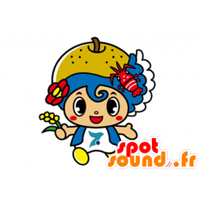 Mascotte de bonhomme bleu, de vacancier, de vague - MASFR029620 - Mascottes 2D/3D