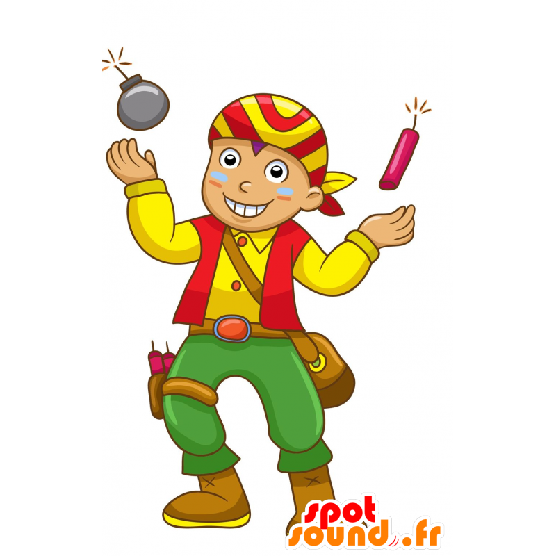 Pirate Mascot, in abito tradizionale giallo e rosso