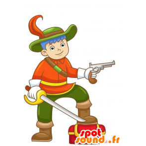 Żołnierz Mascot gospodarstwa czerwony i zielony czas - MASFR029689 - 2D / 3D Maskotki