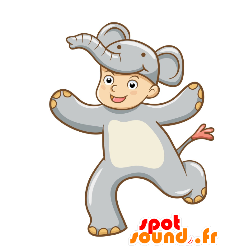 Mascot vermomd als olifant kind. Elephant Mascot - MASFR029694 - 2D / 3D Mascottes