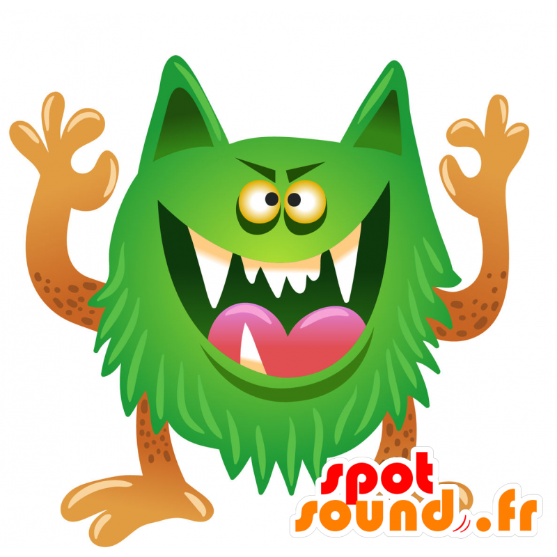 Mostro mascotte verde tutto peloso - MASFR029725 - Mascotte 2D / 3D