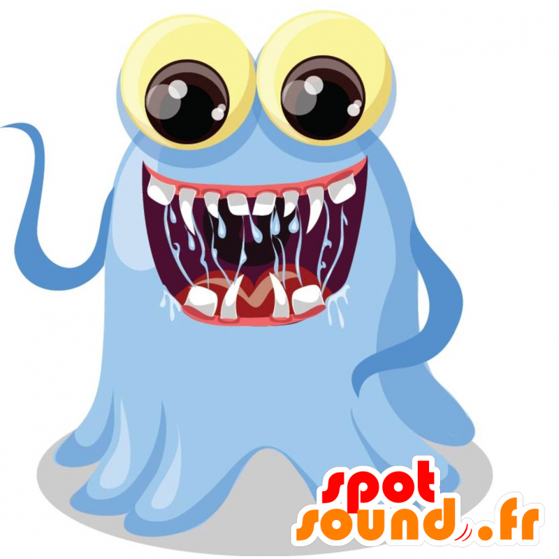 Mascot blauw monster, heel eng en grappig - MASFR029737 - 2D / 3D Mascottes