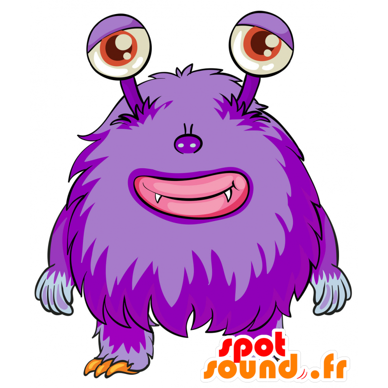 Personagem de desenho animado monstro alienígena roxo peludo