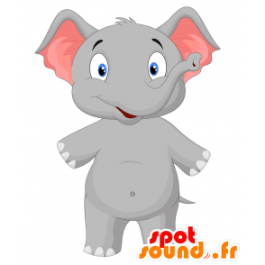 Mascot gray and pink elephant with blue eyes - MASFR029799 - 2D / 3D mascots