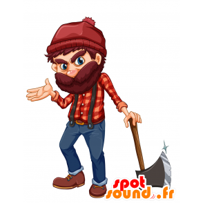 Lumberjack Maskottchen bärtig, böse aussehenden - MASFR029809 - 2D / 3D Maskottchen