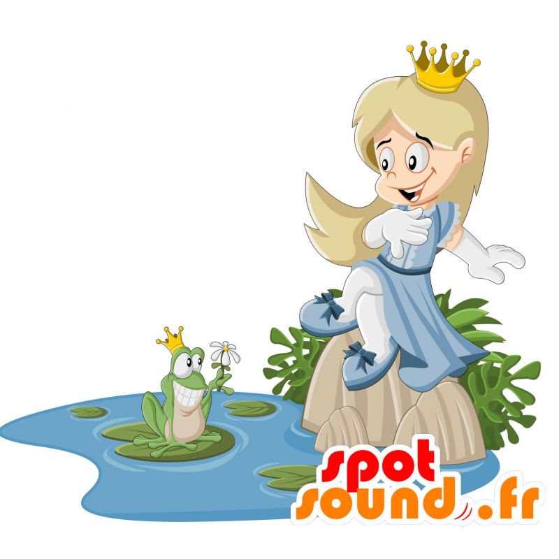 Mascota de la princesa rubia con una corona agradable - MASFR029933 - Mascotte 2D / 3D