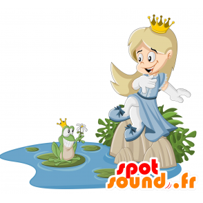 Mascotte de princesse blonde avec une jolie couronne - MASFR029933 - Mascottes 2D/3D