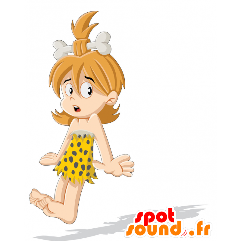 Menina mascote Cro-Magnon. mascote pré-histórico - MASFR029948 - 2D / 3D mascotes