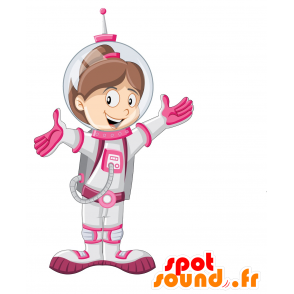 Astronaut Mascot, med en hvit dress og rosa - MASFR029954 - 2D / 3D Mascots