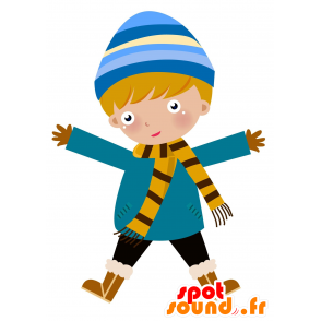 Mascotte de petit enfant, en tenue d'hiver. - MASFR030093 - Mascottes 2D/3D