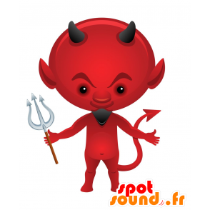 La mascota del diablo rojo con cuernos y una perilla - MASFR030097 - Mascotte 2D / 3D