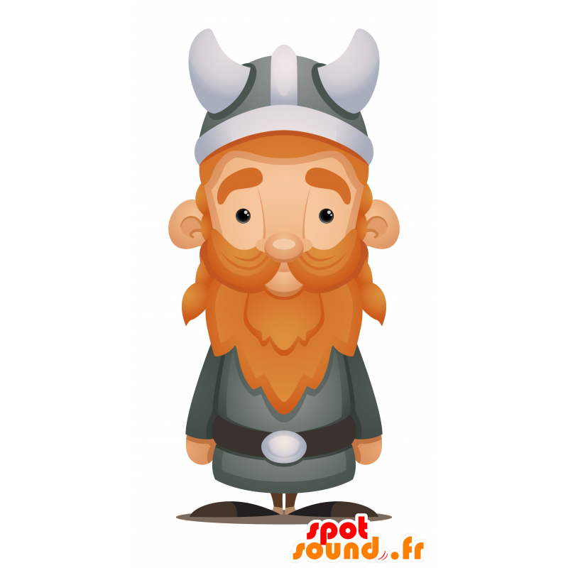 Punainen Viking maskotti ja parrakas, kuulokkeilla - MASFR030105 - Mascottes 2D/3D