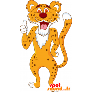 Mascotte de tigre orange, marron et blanc, très fun - MASFR030119 - Mascottes 2D/3D