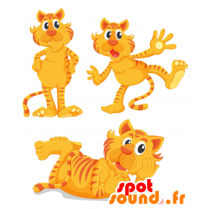 Tabby cat mascot, orange and yellow - MASFR030130 - 2D / 3D mascots