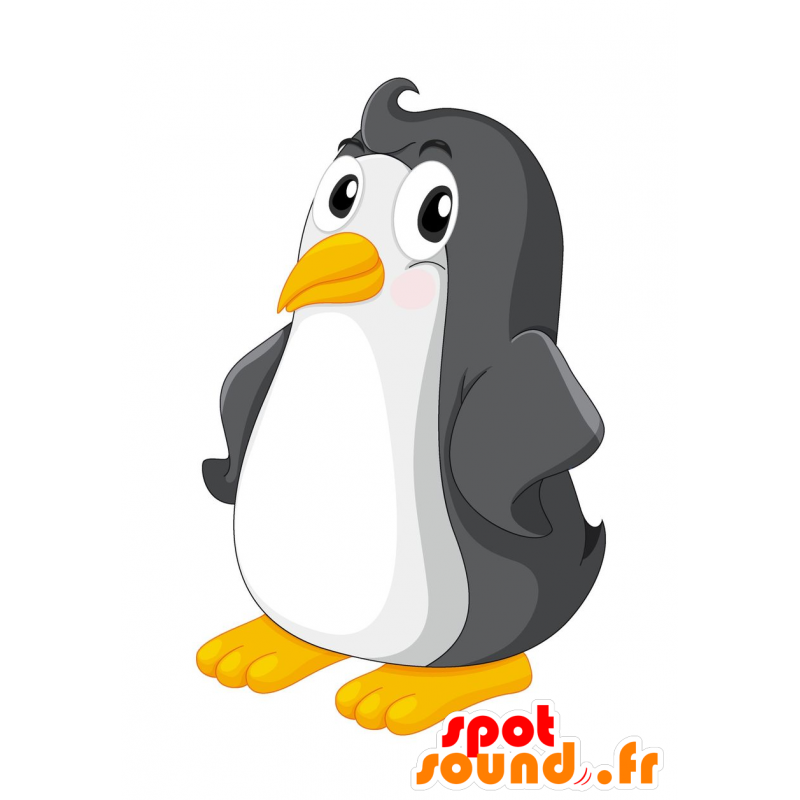 Mascotte de pingouin noir et blanc, dodu et drôle - MASFR030158 - Mascottes 2D/3D