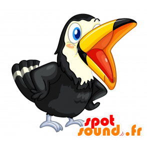 Toucan mascot, black and white with a large yellow beak - MASFR030160 - 2D / 3D mascots