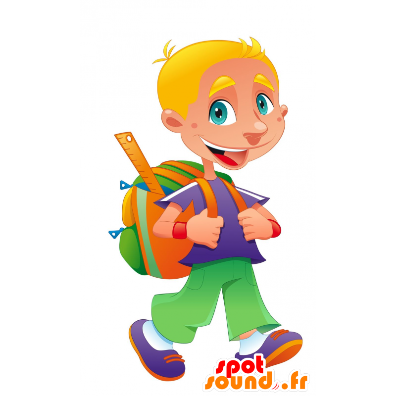 Maskot školák blond veselý kluk - MASFR030200 - 2D / 3D Maskoti