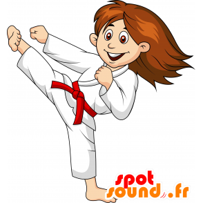 Mascot judoca, uma mulher em um quimono. Mascot karateka - MASFR030240 - 2D / 3D mascotes