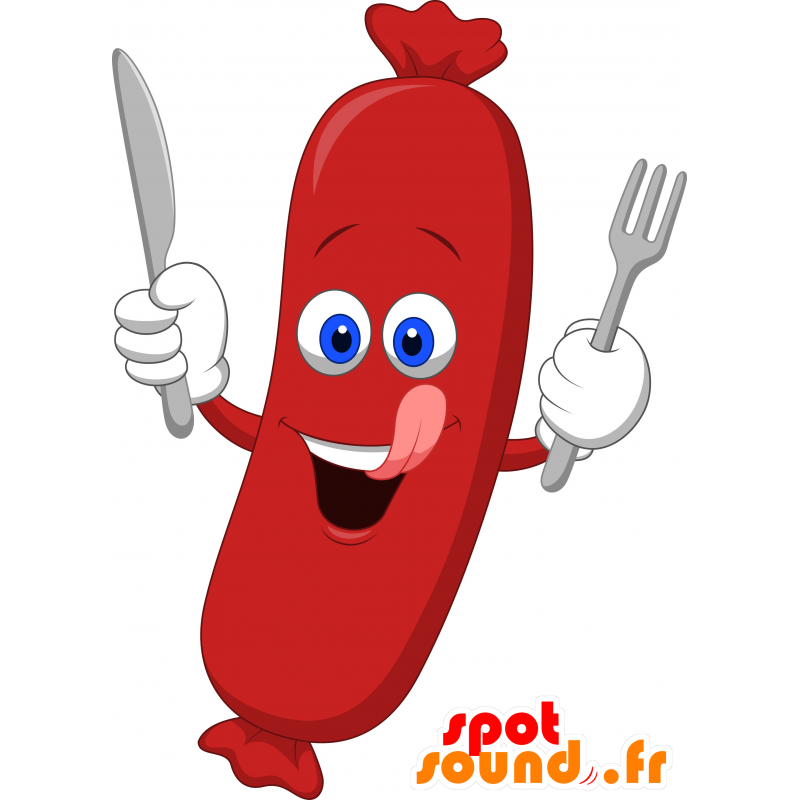 Mascot rote Wurst, und lustiges - MASFR030250 - 2D / 3D Maskottchen