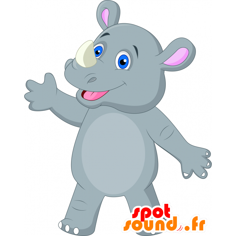 Mascotte de rhinocéros gris, géant et mignon - MASFR030255 - Mascottes 2D/3D