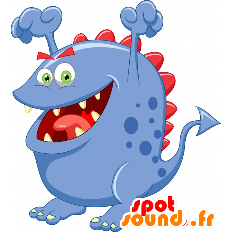 Azul mascote e monstro vermelho, divertimento - MASFR030260 - 2D / 3D mascotes