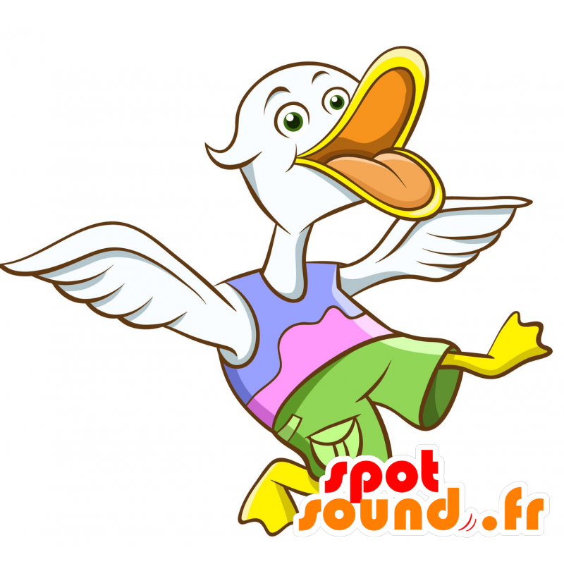 Mascotte d'oiseau blanc, très mignon et réaliste - MASFR030349 - Mascottes 2D/3D