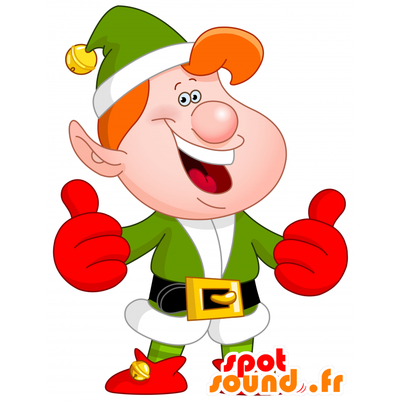 Joulun leprechaun maskotti vihreä ja punainen - MASFR030369 - Mascottes 2D/3D