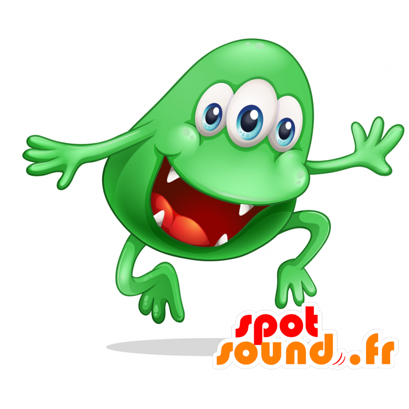 Mascotte de monstre vert avec une grande bouche - MASFR030383 - Mascottes 2D/3D