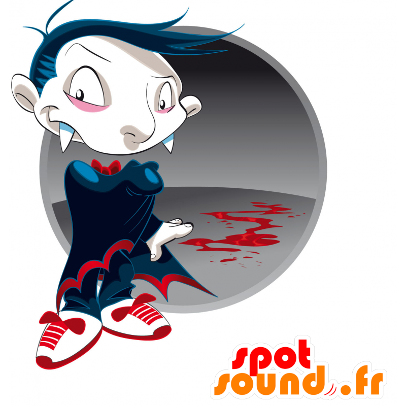 Vampyyri maskotti on suuri punainen ja musta viitta - MASFR030436 - Mascottes 2D/3D