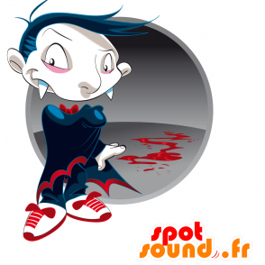 Mascotte Vampiro con un grande mantello rosso e nero - MASFR030436 - Mascotte 2D / 3D