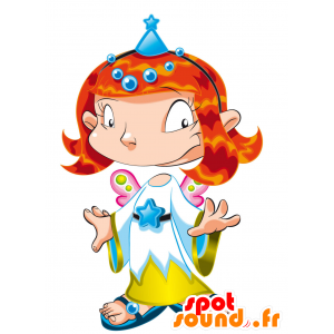 Mascotte de princesse rousse avec une jolie couronne - MASFR030448 - Mascottes 2D/3D