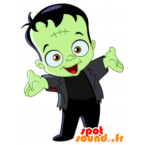 Mascot of the Frankenstein monster. green monster - MASFR030496 - 2D / 3D mascots